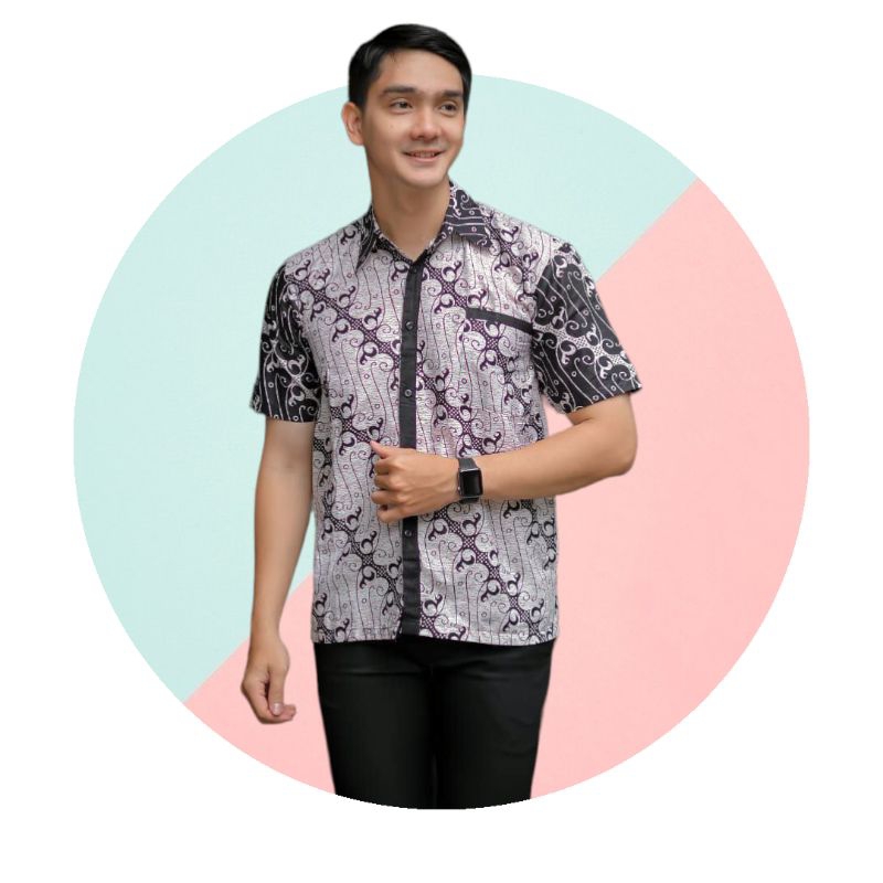 Hem Batik Pria Lengan Pendek Hem Batik Pria Modern Motif Hem Batik Seno - iToku Batik Pekalongan