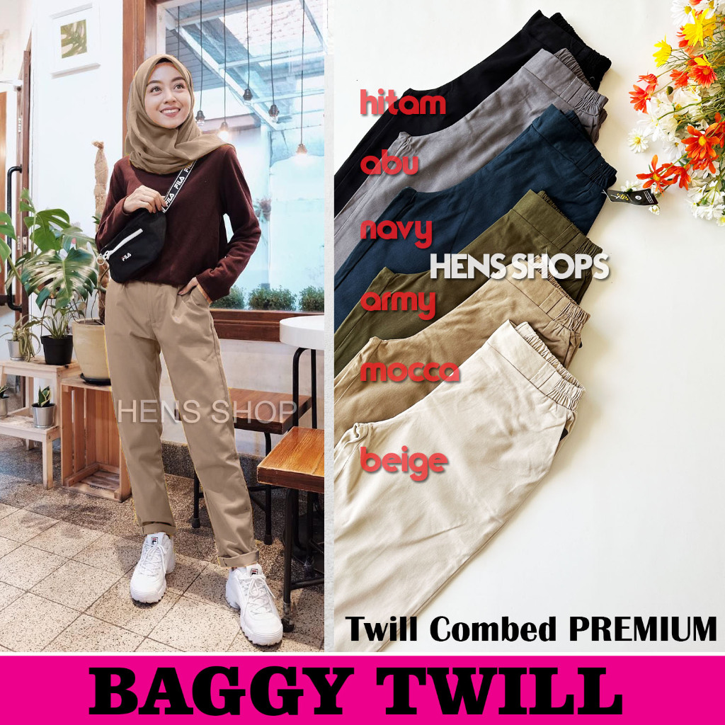 CELANA BAGGY PANTS / BOYFRIEND PANTS / CHINOS PANTS AMERICAN TWILL (MELAR) UKURAN L/XL/XXL JUMBO