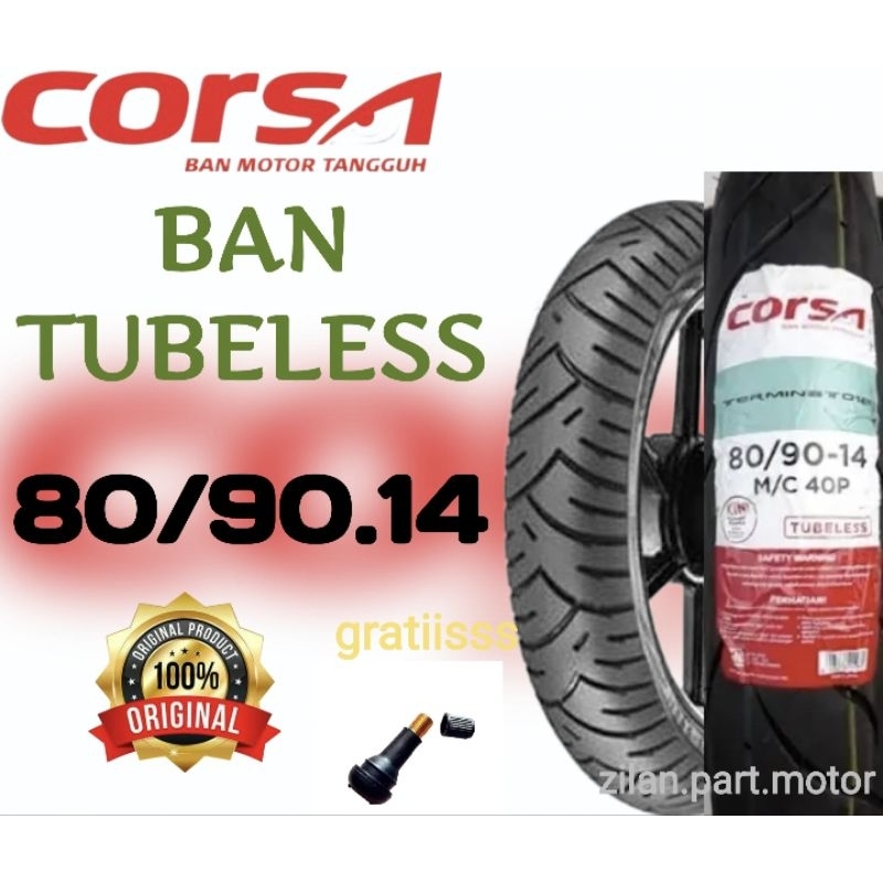 Ban tubeless CORSA TERMINATOR matic (80/90.14) free pentil for all matic YAMAHA, HONDA dll