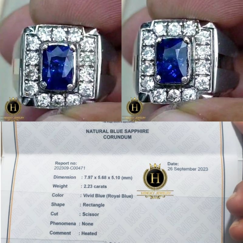 Batu Blue Sapphire Vivid Blue Ring Gold Diamond