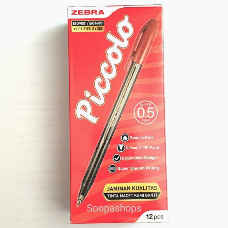 

Bolpoin Zebra Piccolo 0,5 mm Tinta Warna Merah
