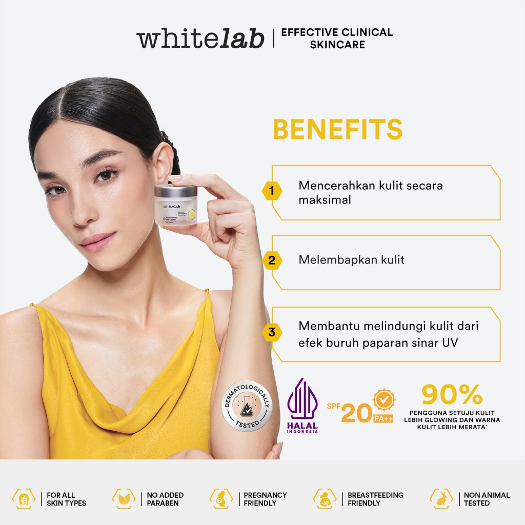 Whitelab Brightening Day Cream - Pelembap Krim Pagi Pencerah Wajah Untuk Kulit Kering Dengan Niacinamide, Hyaluronic & Collagen [BPOM] Image 4