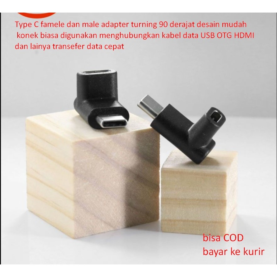 Type C famele dan male adapter turning 90 derajat desain mudah konek biasa digunakan menghubungkan k