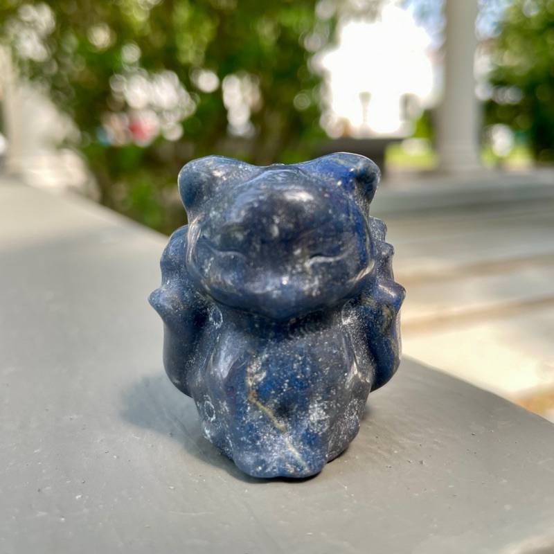 Blue Aventurine nine tailed fox carving