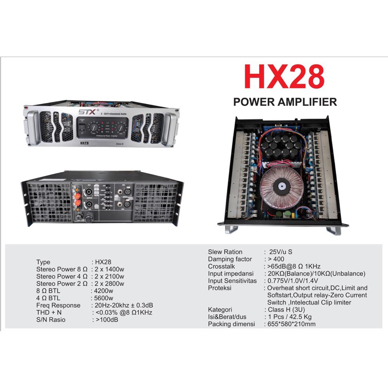 Power Profesional Audio Amplifier Merk STX Type HX28