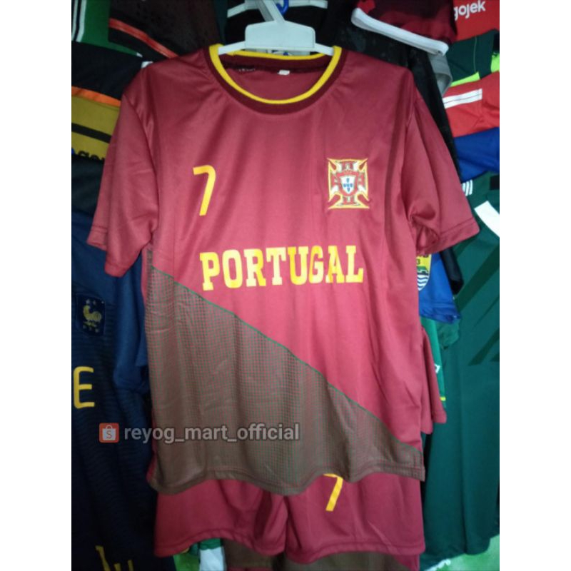 SETELAN KIDS PORTUGAL HOME RONALDO 7 WORLD CUP 2022 JERSEY ANAK MERAH LOKAL