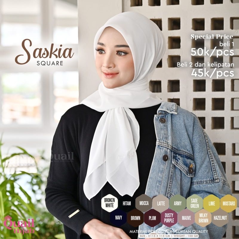 Square Saskia by Quail Hijab | Hijab Cotton | Hijab Segi Empat