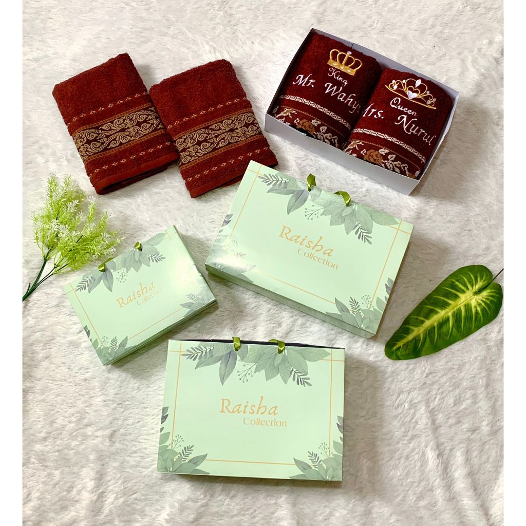 RC HAMPERS HANDUK BORDIR UKURAN 50X100 FREE SLIDINGBAG  / HANDUK SESERAHAN PERNIKAHAN