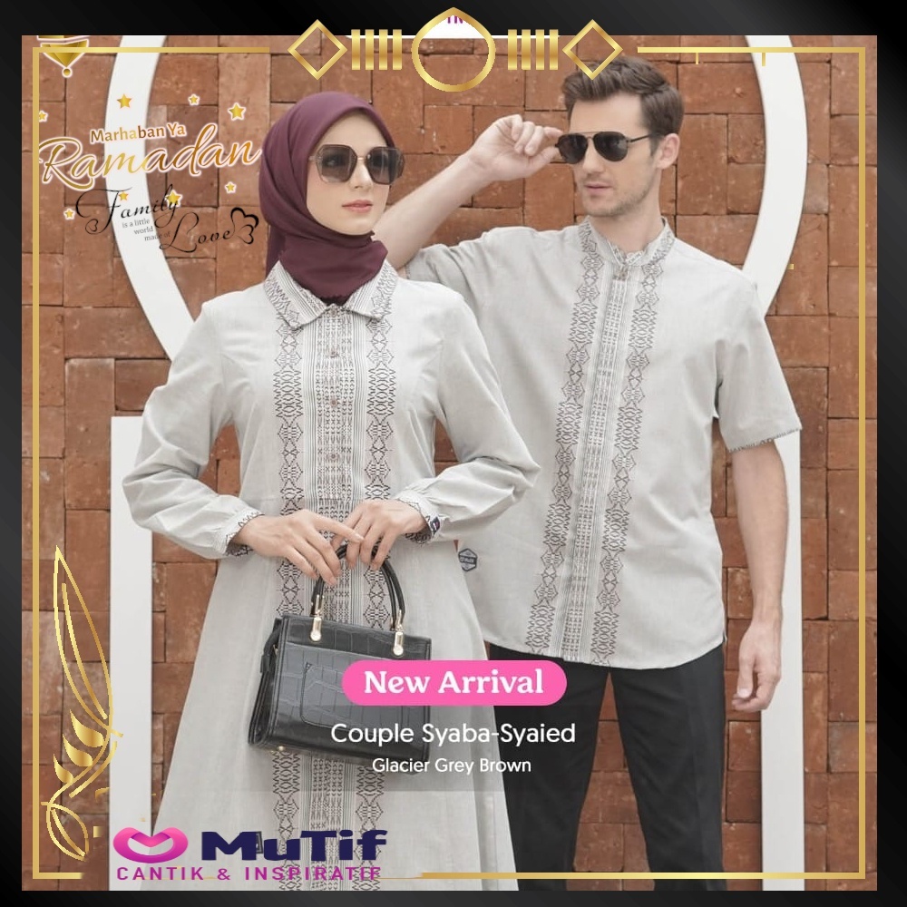 COUPLE MUTIF Syaba Glacier Grey Browns / Syaied Glacier Grey Browns / Baju MuTif / Couple Muslim - s