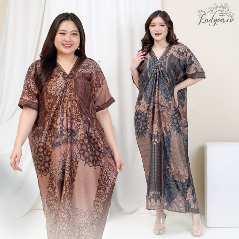 FUJI Kaftan Lebaran Mewah Jumbo Gamis Kaftan Satin Dress Premium Remaja Kaftan Batik Kondangan Hitam