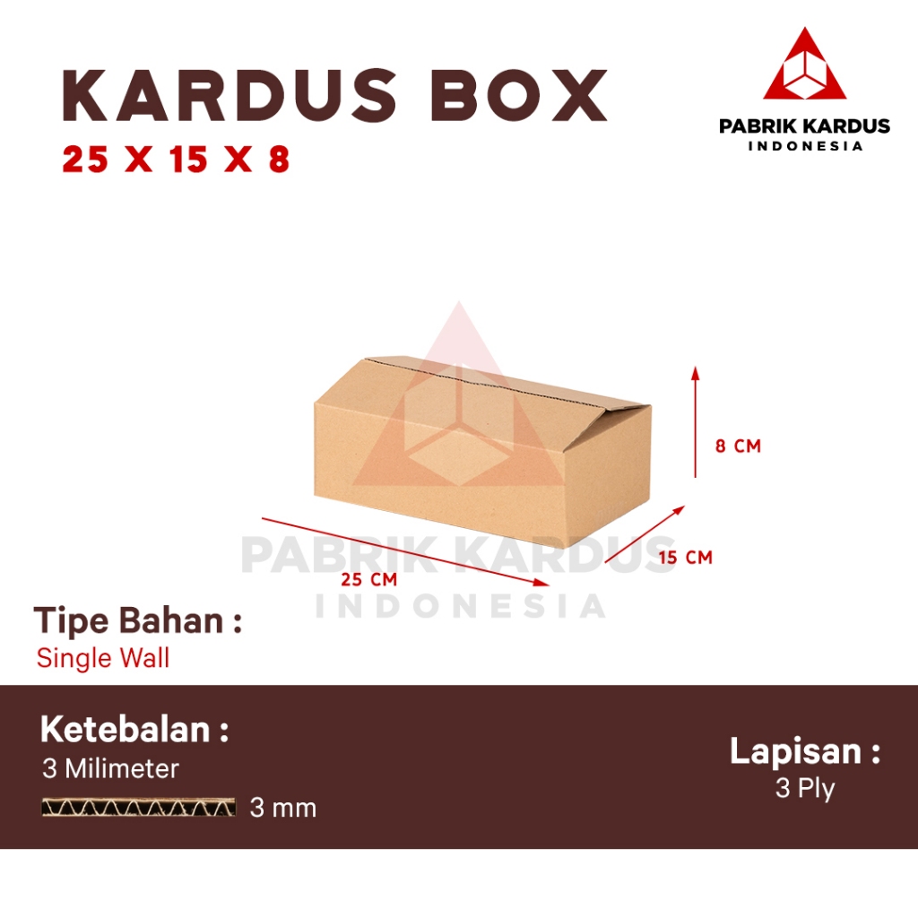 

Pabrik Kardus Box Packing Pindahan Karton Box 25cm x 15cm x 8cm Box Polos