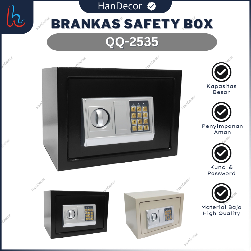 Box Brankas Mini Electric Password Safety QQ-2535 | Box Brankas Dinding Electric Portable