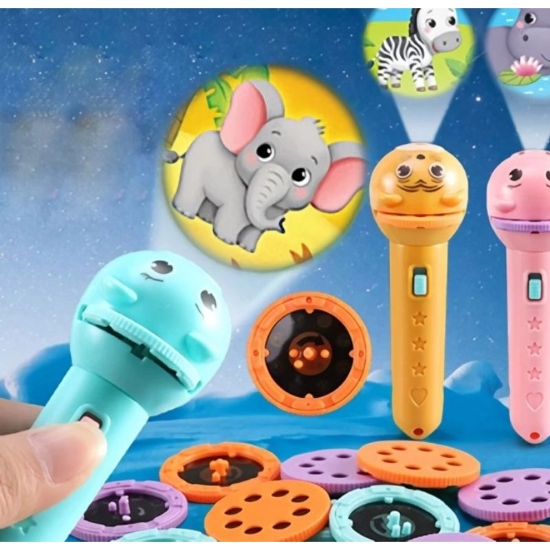 New [Colorful Stars] Mainan Edukasi Anak Senter Lampu Proyektor Set Mini