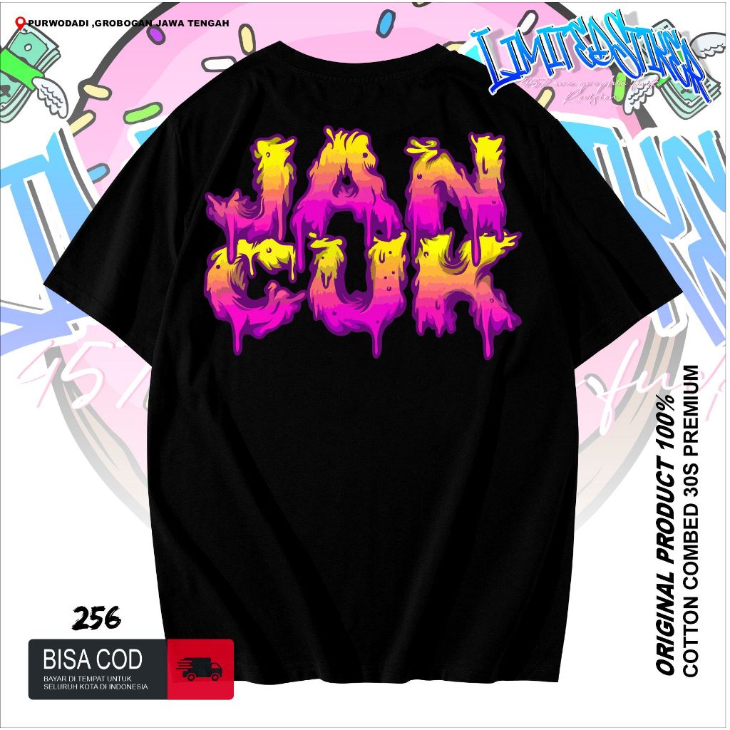 Kaos distro jancuk huruf monster keren