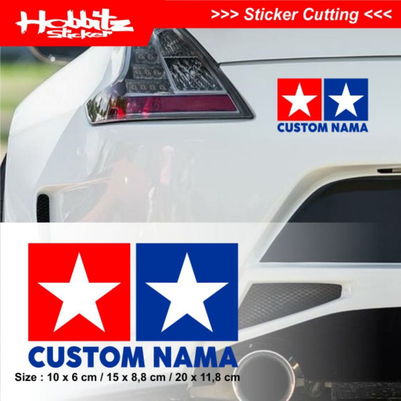 STICKER CUTTING LOGO TAMIYA + NAMA CUSTOM STIKER MOBIL MOTOR HELM LAPTOP CUTTING