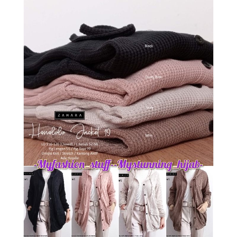 HONOLULU JACKET 19 By Zahara | Jaket Wanita Bahan Uniqlo Knit Stretch LD 110-120cm (Closed) ; L Keti