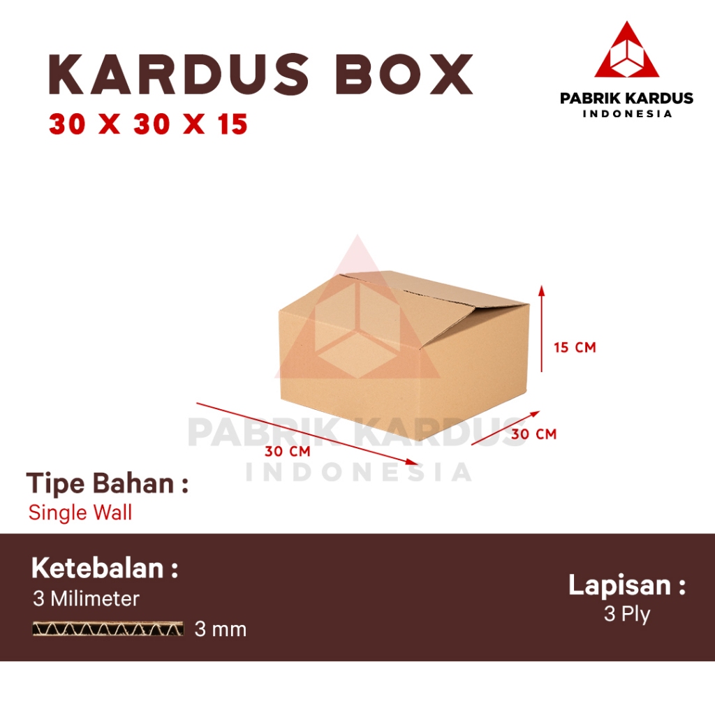 

Pabrik Kardus Box Packing Pindahan Karton Box 30cm x 30cm x 15cm Box Polos