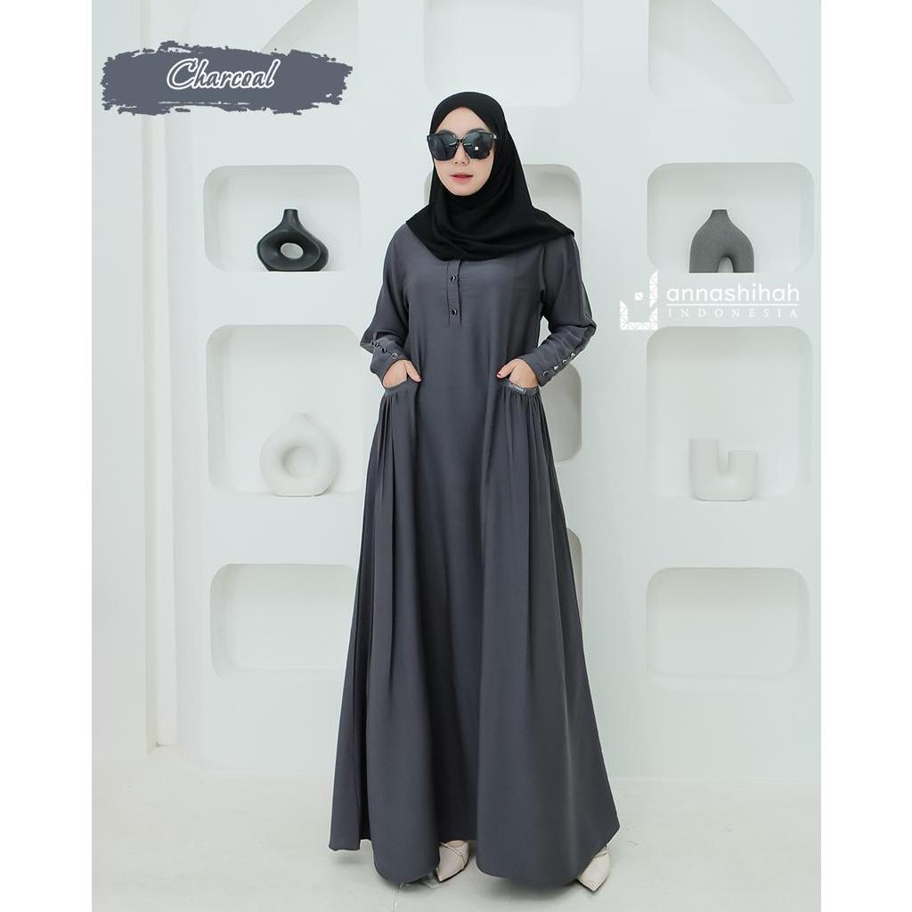 ABAYA KANCING QHISTY DRESS EXSLUSIVE ANNASIHAH/COD/abaya arab/jema abaya polos hitam