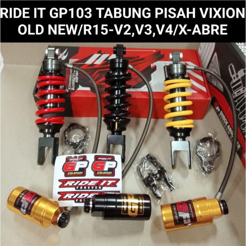 MONOSHOCK SHOCK BELAKANG RIDE IT GP103 TABUNG PISAH GOLD SERIES 265MM PNP VIXION OLD VIXION NEW R15V