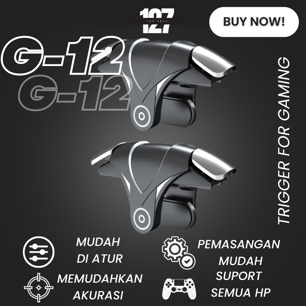 Trigger G12 Controller Joy Stick Alat Bantu Tembak Shooter L1 R1 Tombol Untuk Gaming Handphone PUBG 