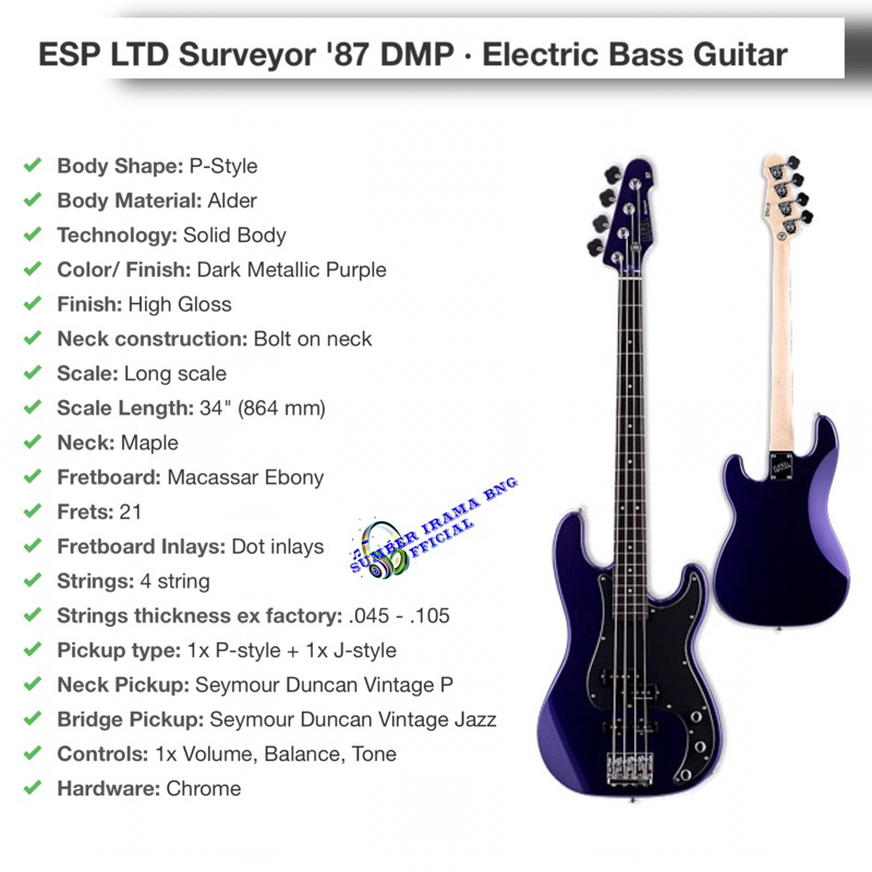 ESP LTD SURVEYOR 87 ELECTRIC BASS 4 STRING