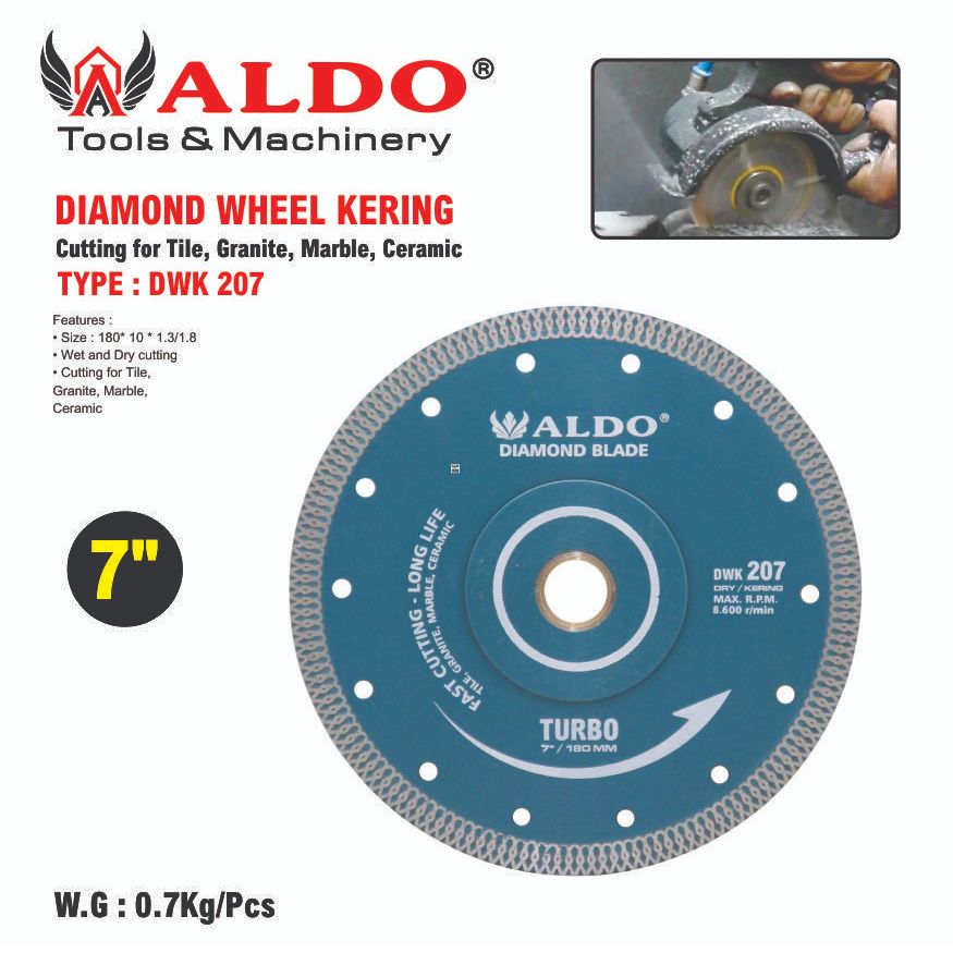 DIAMOND WHEEL KERING DWK 207 / MATA POTONG KERAMIK / MATA GERINDA / MATA GRANIT MERK ALDO