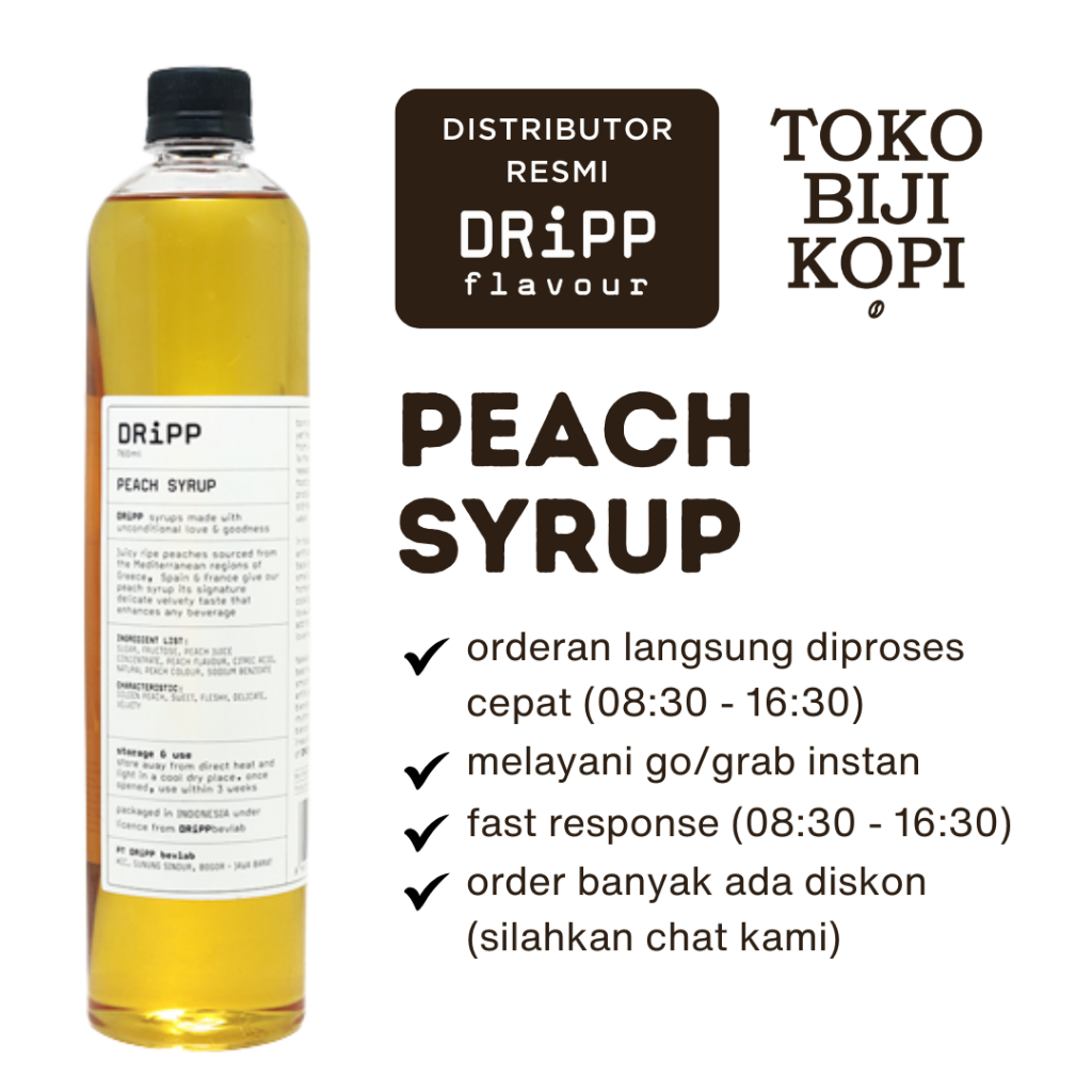 

DRiPP Syrup Peach - Sirup Rasa Persik 760 ml