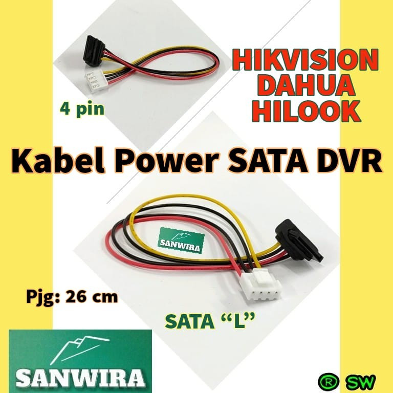 Kabel Power L SATA DVR NVR Hikvision Dahua Hilook / SATA "L" NVR DVR / Kabel Sata DVR NVR HIKVISION 