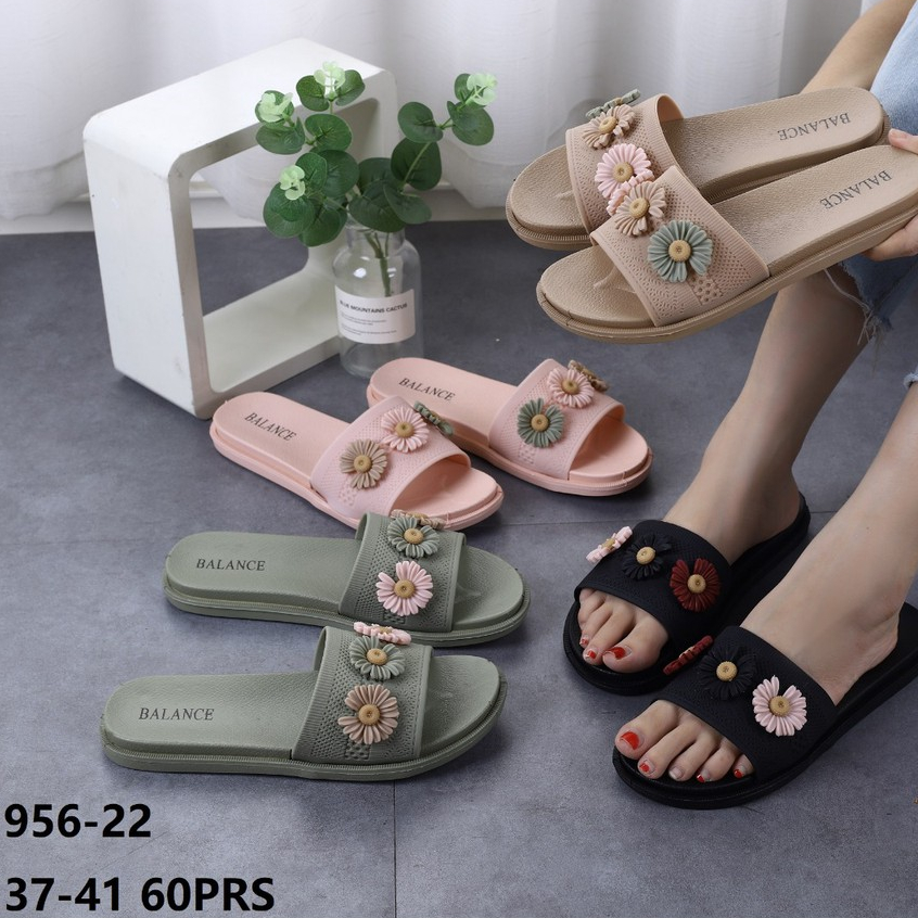 Sandal wanita flipflopt jelly karet BALANCE kokop bunga 956-22