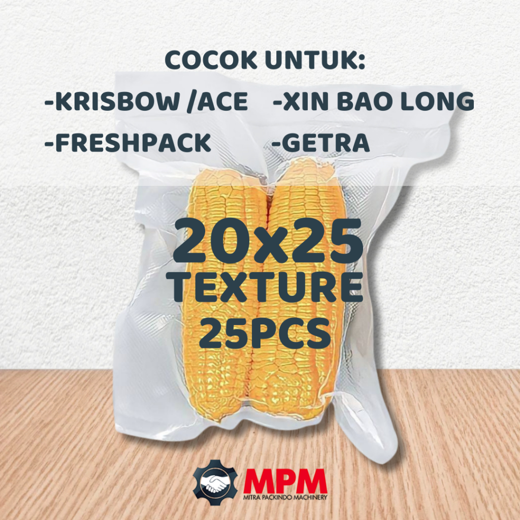 Plastik Vacuum Bag Texture untuk Mesin Vakum Sealer Freshpack Krisbow Fresh World 20x25 cm Emboss
