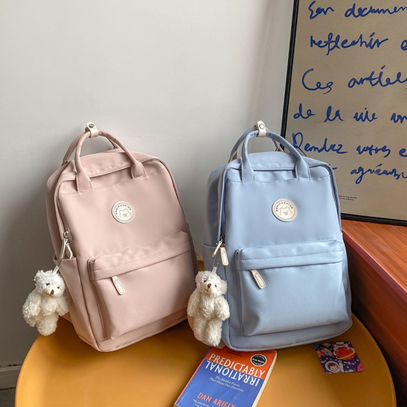 Tas Ransel Backpacks Wanita Tas Sekolah Wanita Warna Solid 2026 Tas Bahu Nilon Fashion Tas Wanita Ta