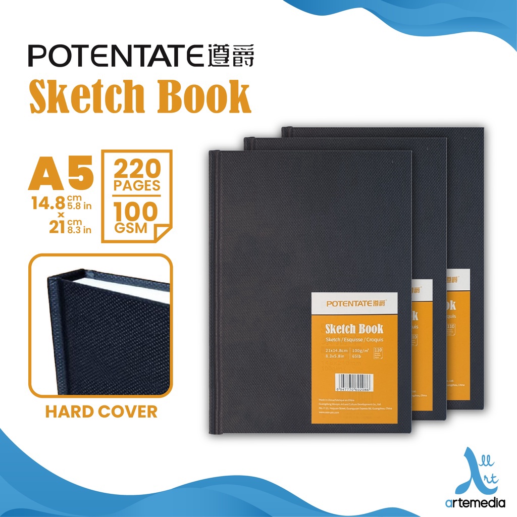 

1212 sale Buku Sketsa Potentate Hard Cover A5 Stitch Bound Sketchbook