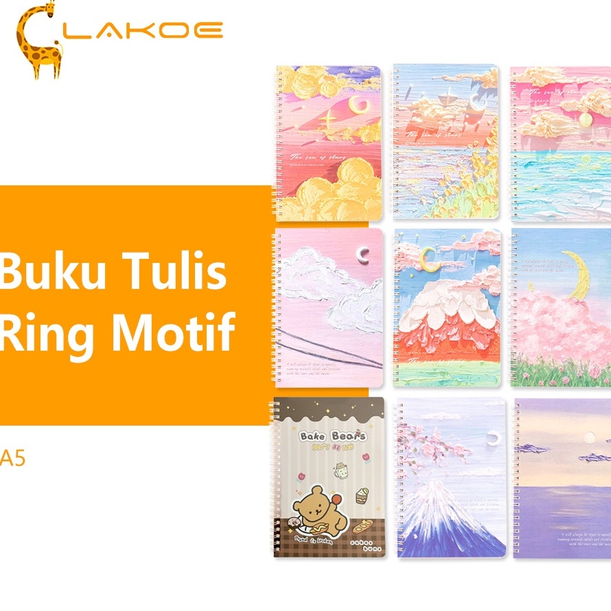 

LAKOEINDONESIA Buku Tulis Ring Motif A5 Buku Catatan Ukuran A5