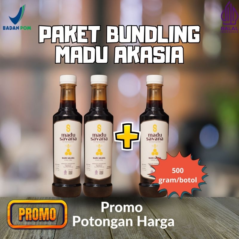 

paket 3 botol madu akasia pure raw honey