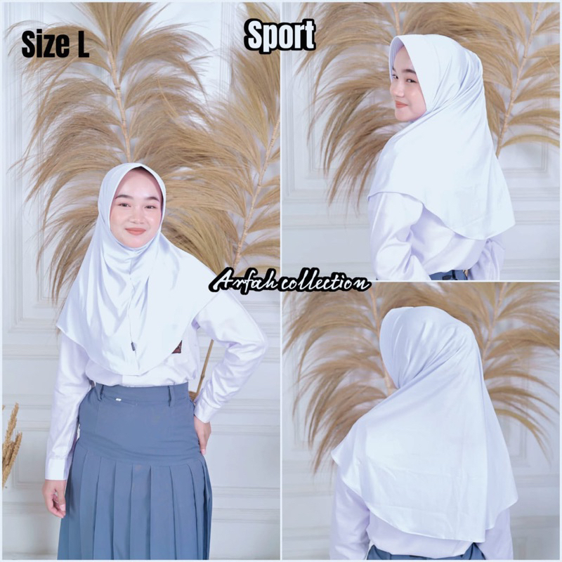 hijab bergo sport sekolah/olahraga instan ukuran L