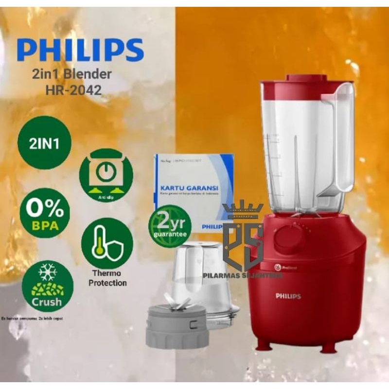 Blender PHILIPS HR2042 Blender plastik philips 2in1 HR 2042 pengejusan