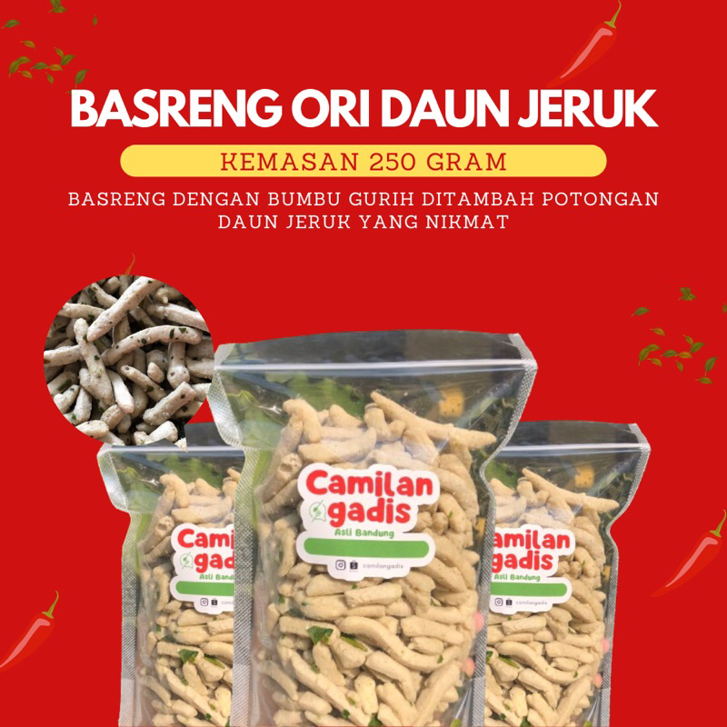 

[CAMILAN GADIS] 250 gr Basreng Ori Daun Jeruk Renyah Enak Gurih Oleh Oleh Khas Bandung Terenak Termurah Basreng Stik