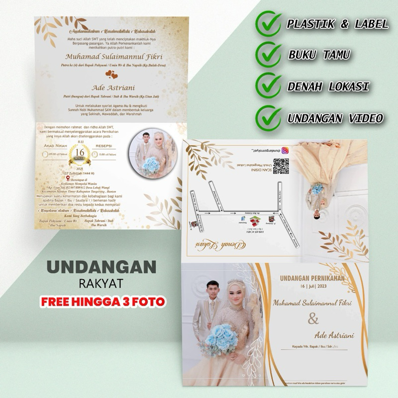 Cetak Undangan Custom Foto Unik Simple Rustic