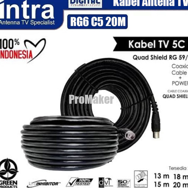 hp Kabel Antena Tv RG6 C5 2 Meter INTRACOM Digital Analog Original Harga Murah