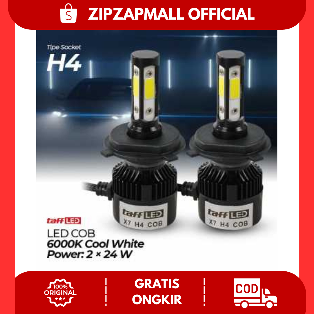 Lampu Depan Mobil LED COB Headlight H4 Cool White 2 PCS / Lampu Depan Utama Mobil Alya Agya Brio Ert