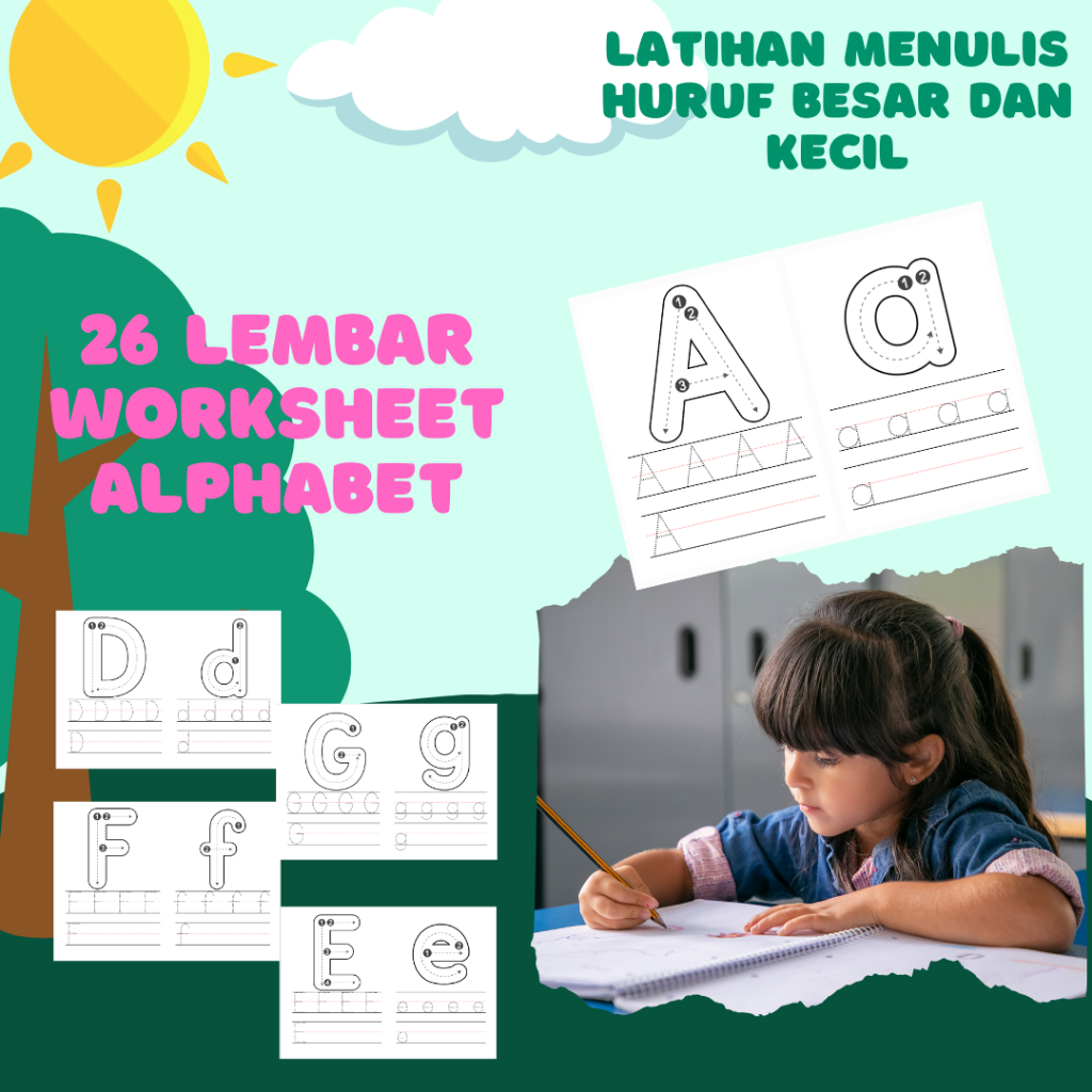 

26 Lembar worksheet tracing mengenal huruf besar dan kecil