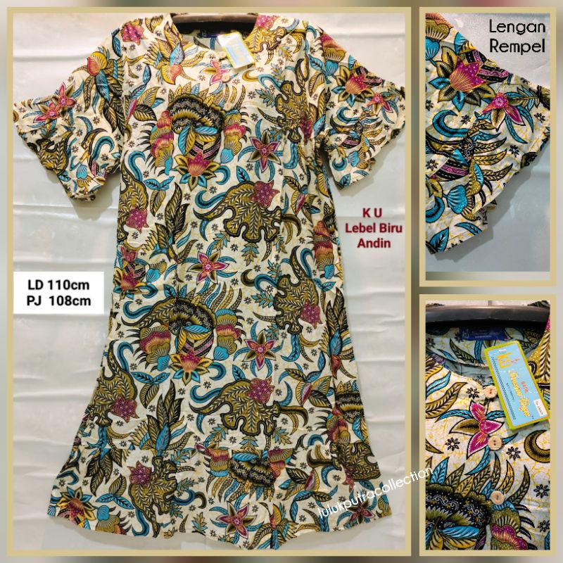 Daster Kencana Ungu Lebel Biru/Daster KU Original/KUB Model Andin/Batik KU/Kencana Ungu Original