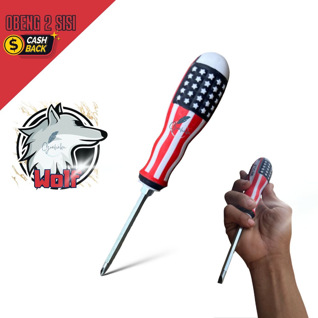 Obeng Dua Sisi Harga Murah - Obeng / Drei Kembang / Drei Plus Cap Wolf Amerika - Drei Minus Obeng Im