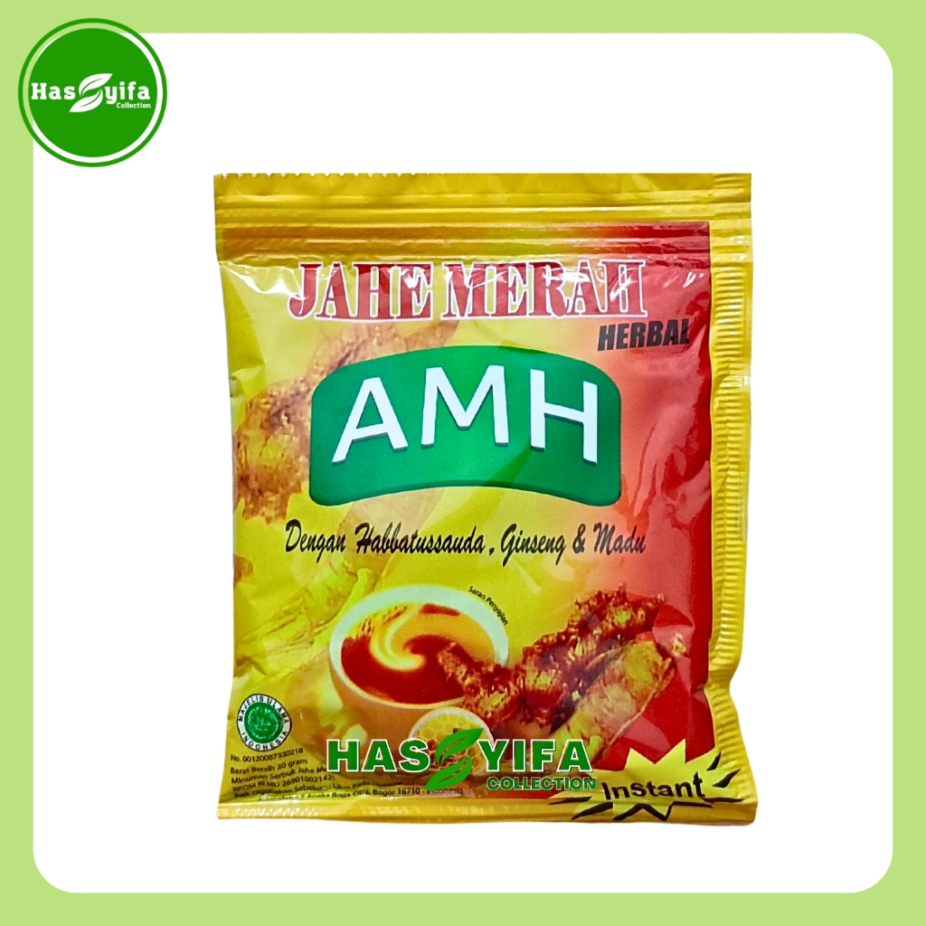 

Amh Jahe Merah Herbal dengan Habbatussauda Gingseng Madu Kemasan Sachet