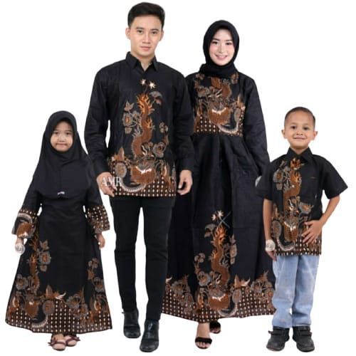Baju Couple Keluarga Naga Cilik | Sarimbit Batik Gamis Wanita Kapelan Family set Pasangan Dress Kasu