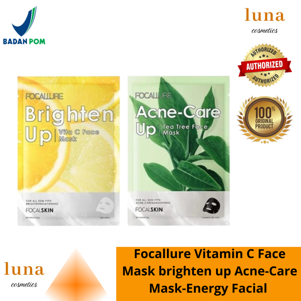 Focallure Vitamin C Face Mask brighten up/ Acne-Care Mask-Energy Facial Sheet Skin Care