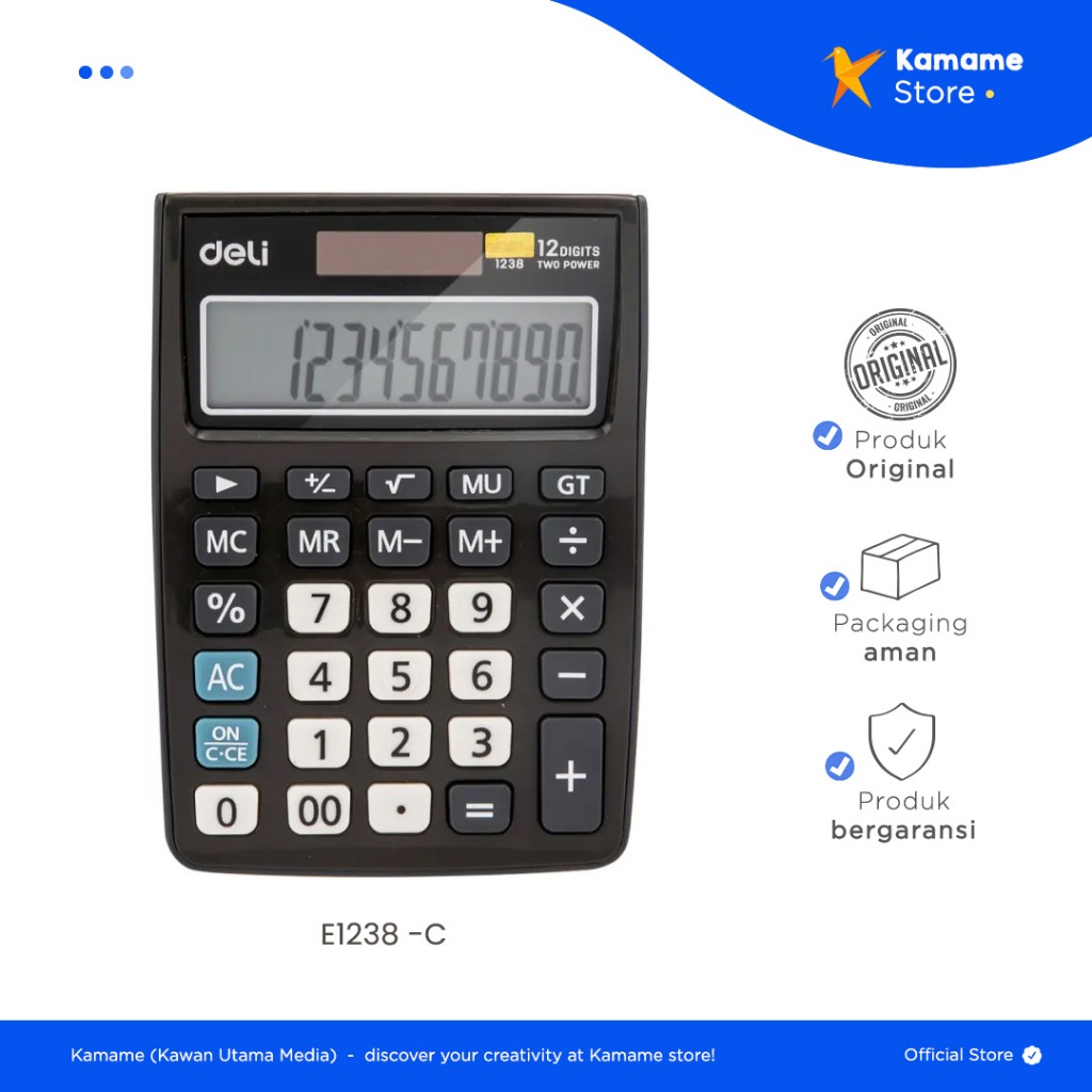 

Deli Desktop Calculator - 12 digit LCD berkualitas E1238 - Kamame