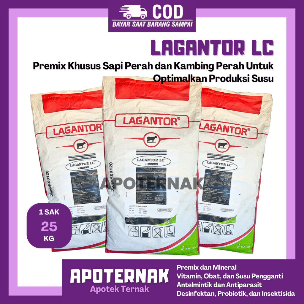 LAGANTOR LC (Lactating Cow) 1 SAK 25 KG - Premix Khusus Sapi Perah dan Kambing Perah Optimalkan Prod