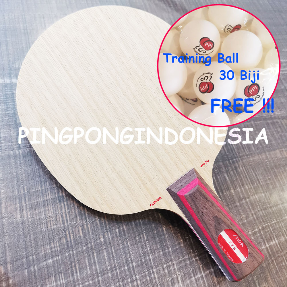 Stiga Clipper Wood JTTAA - Penhold - Blade Kayu Pingpong Tenis Meja Bat Bet