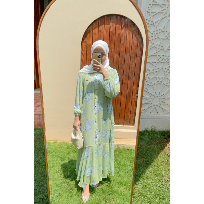 Yoya – Jasmine Dress – Gamis Wanita Motif Kancing Depan Nyaman Full Furing
